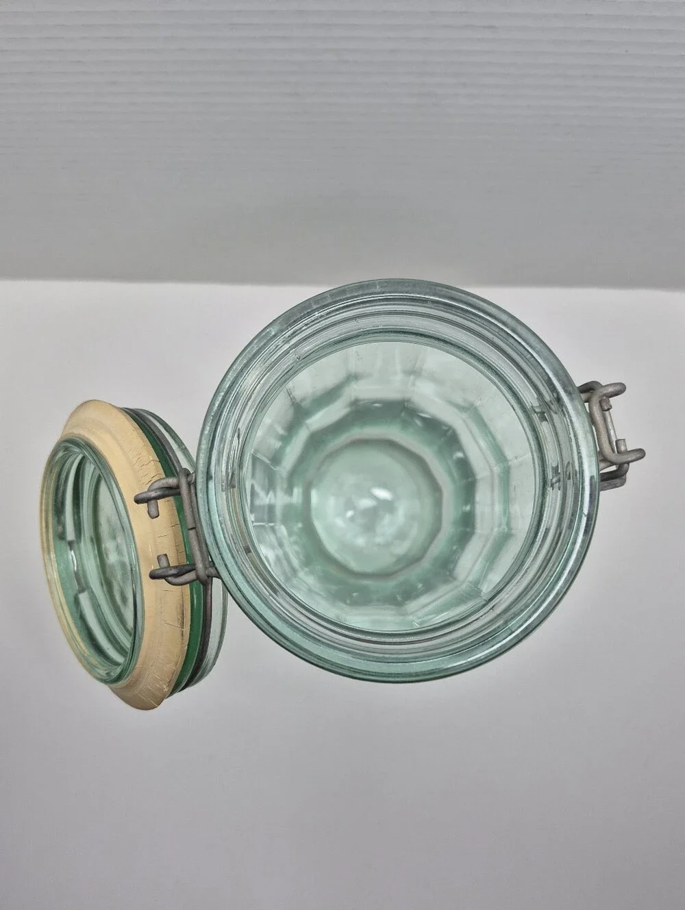 Vintage Vetreria Ettrusca Paneled Green Glass Jar Spaghetti Jar Italy 13in Tall